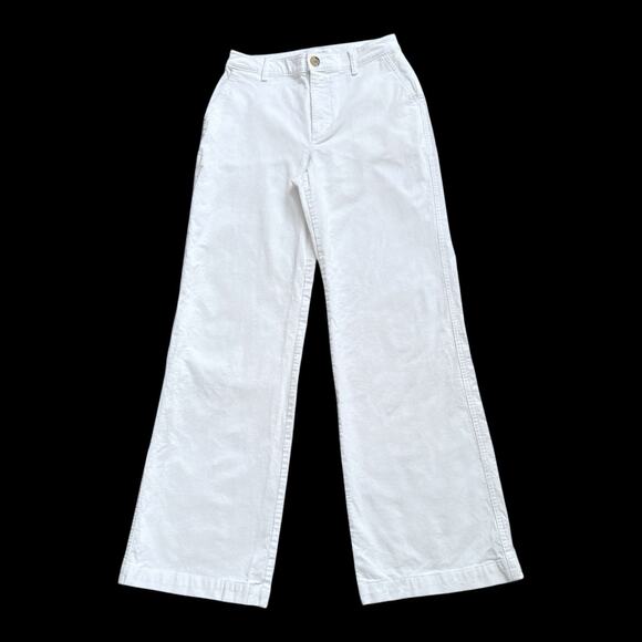 FREE ASSEMBLY Womens Size 0 White High Rise Wide Leg Corduroy Pants 30" Inseam - Picture 1 of 6
